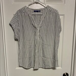 Gray and White Striped Blouse